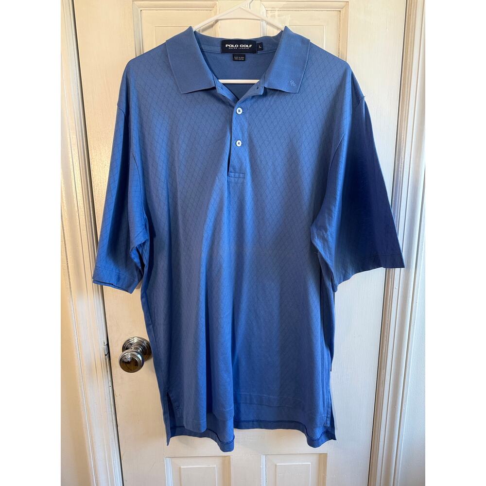 Polo Golf Ralph Lauren Blue Diamond Knit Polo Shirt Size Large